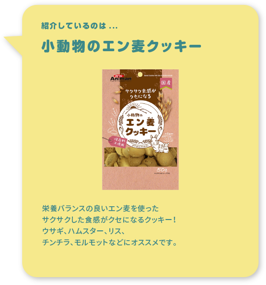 紹介しているのは...小動物のエン麦クッキー